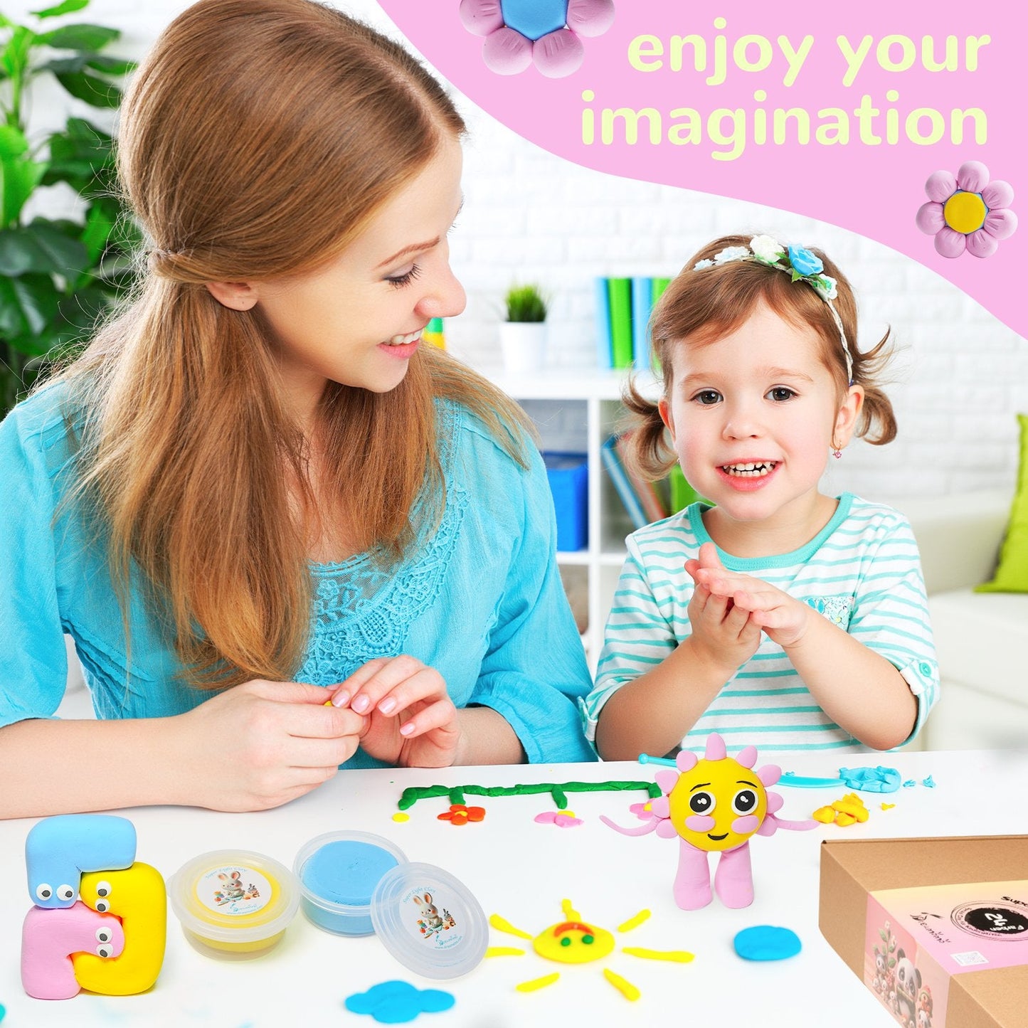 Dreamomo Lufttrocknender Ton, Ultraleichter Ton, 24 Farben Set für Kinderspielzeug - Dreamomo